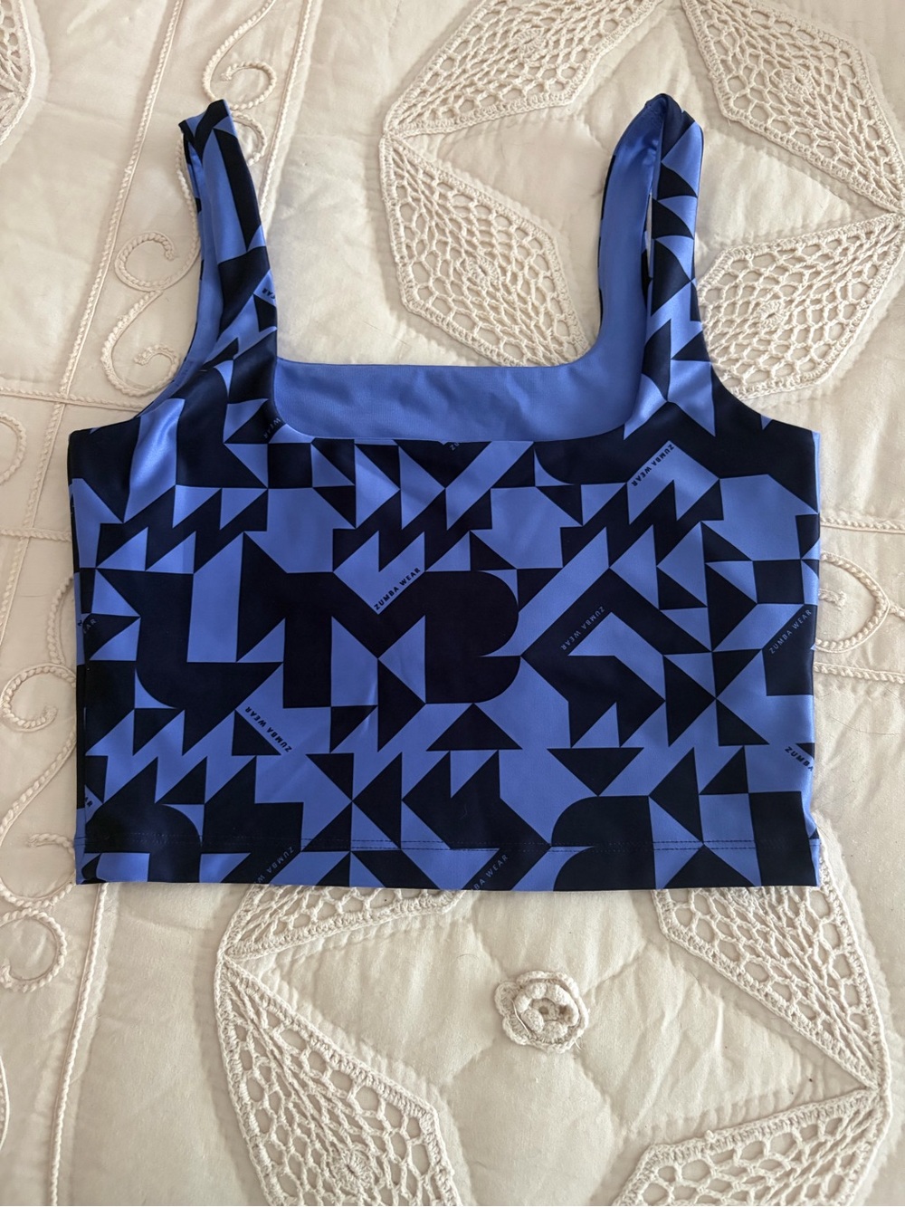 Zumba Fitness Purple & Navy Geometric Crop Top